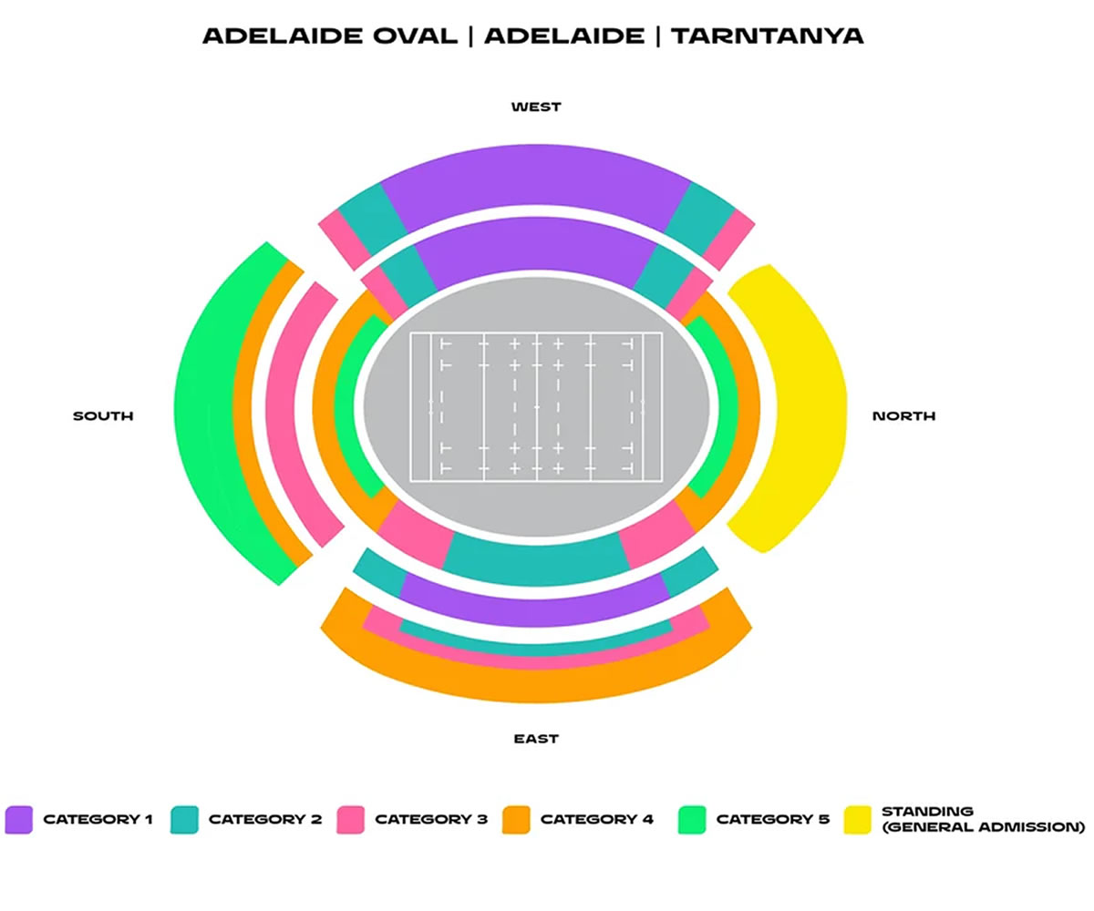 Adelaide Oval Stadium, Adelaide, Australia Seating Plan