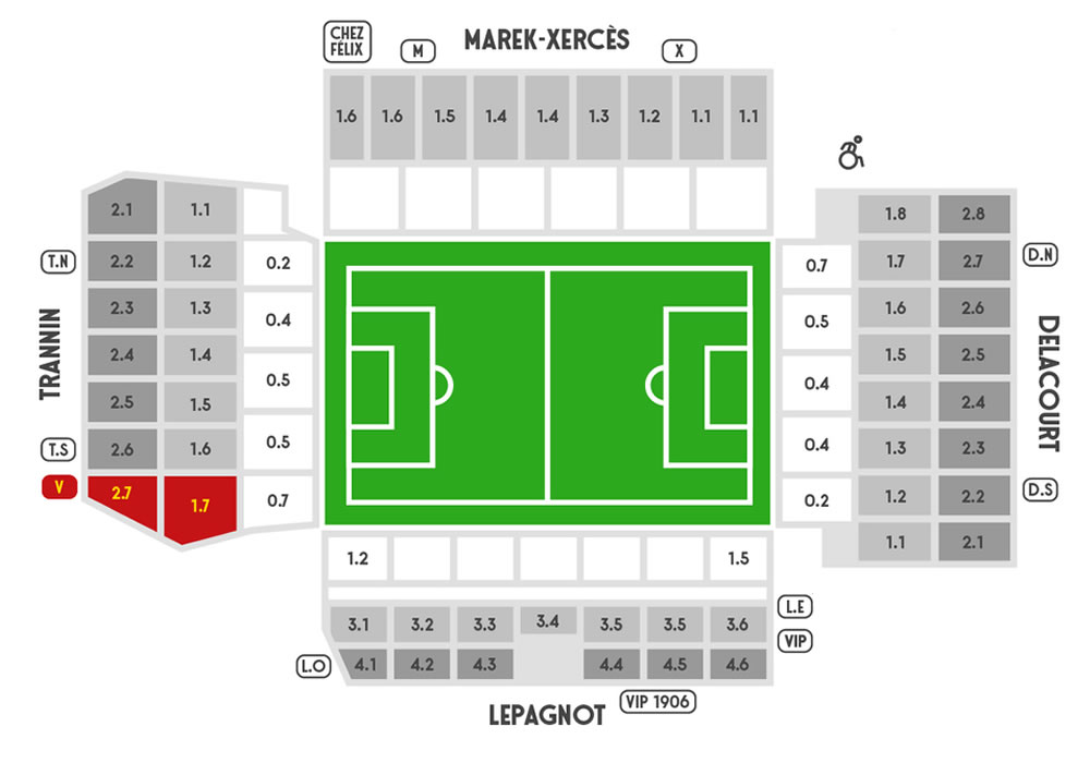 Stade Bollaert-Delelis, Lens, France Seating Plan