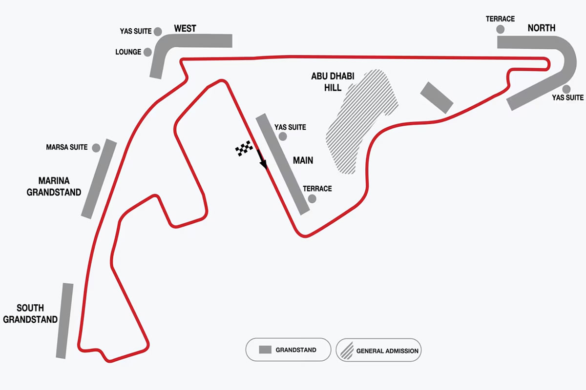Yas Marina Circuit, Abu Dhabi, United Arab Emirates Seating Plan