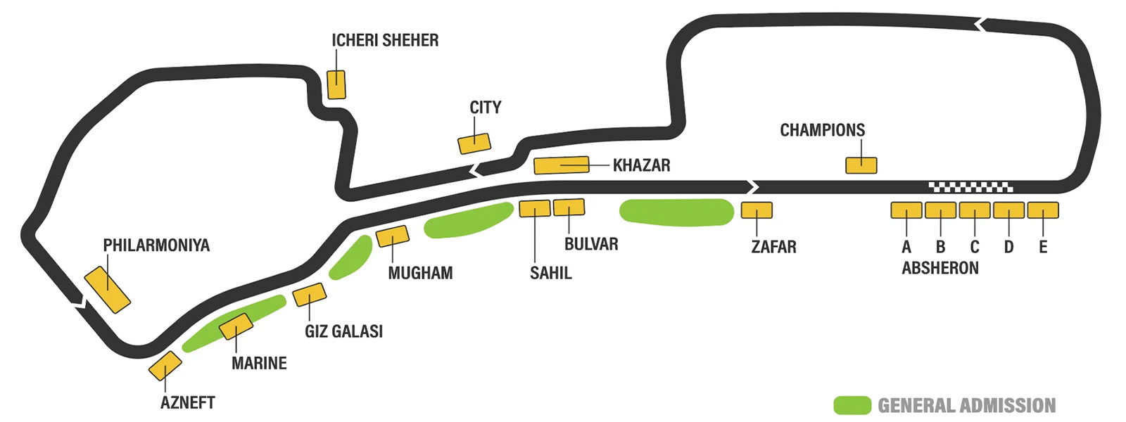 Baku City Circuit, Baku, Azerbaijan Seating Plan