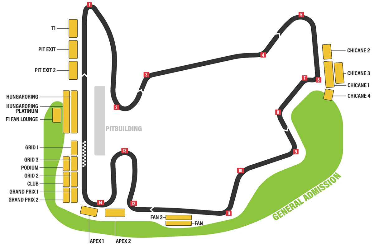 Hungaroring, Budapest, Hungary Seating Plan