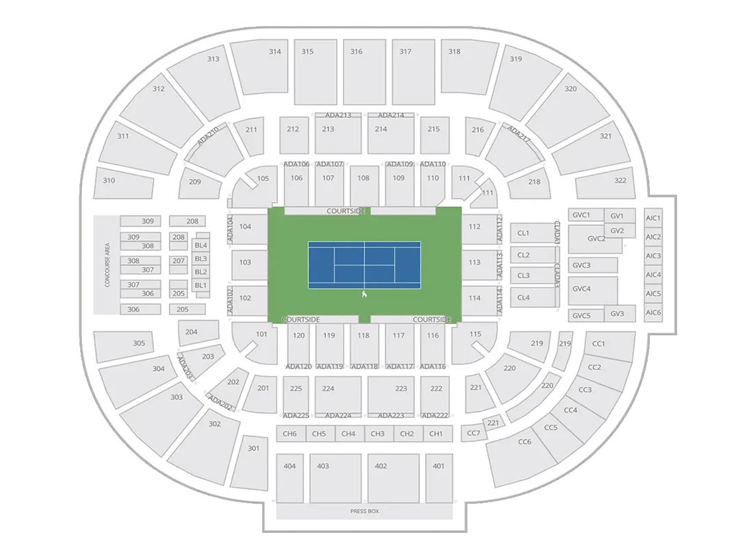 Carson Courts 3–11, California, United States Seating Plan