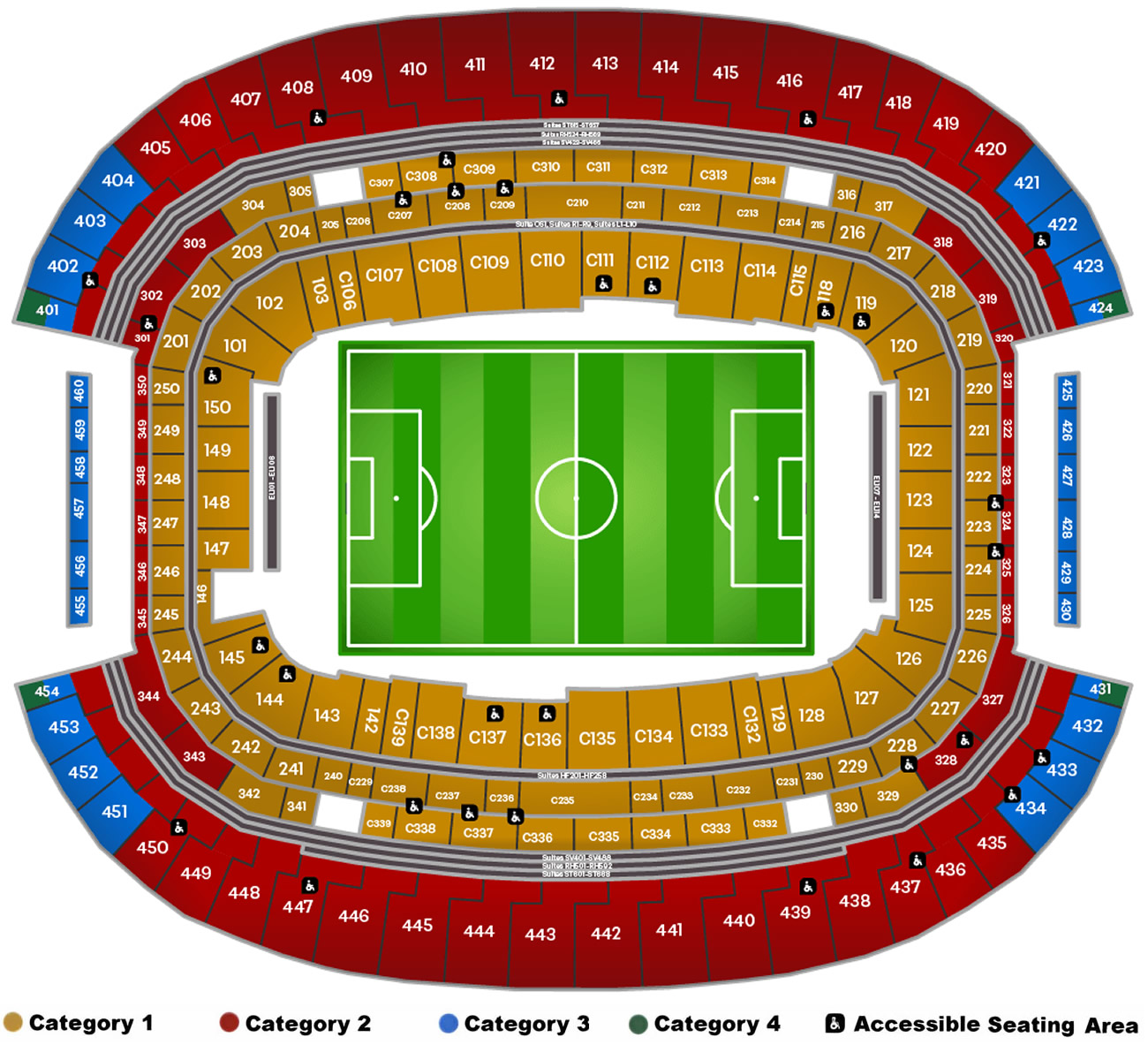 AT&T Stadium, Arlington, Texas, United States Seating Plan