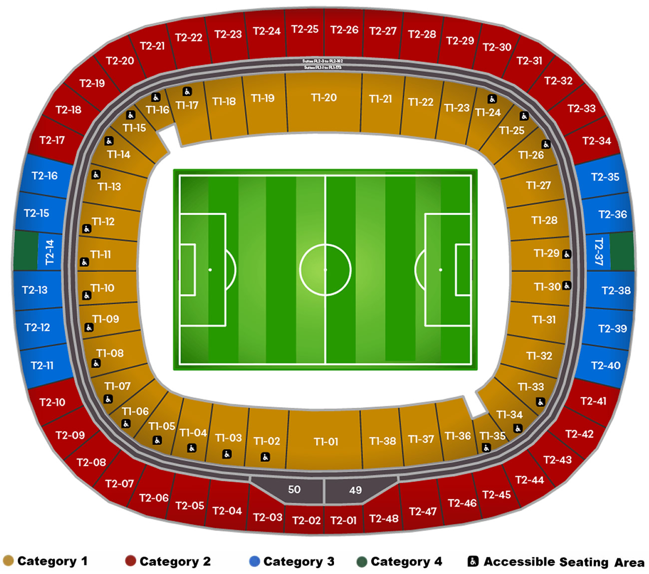 Estadio Guadalajara, Mexico, Mexico Seating Plan